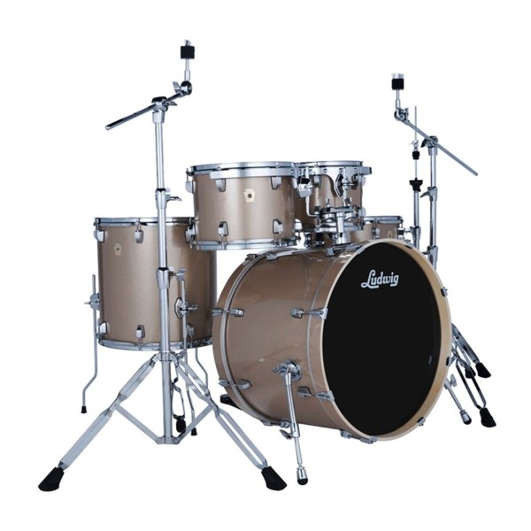 Ludwig Evolution 22" 5pc Complete Drum Kit, Prosecco Sparkle