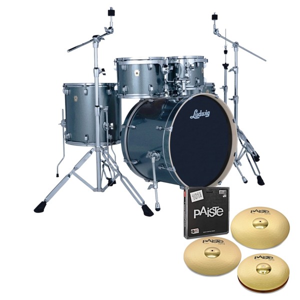 Ludwig Evolution 22" 5pc Complete Drum Kit, Atlantic Sparkle