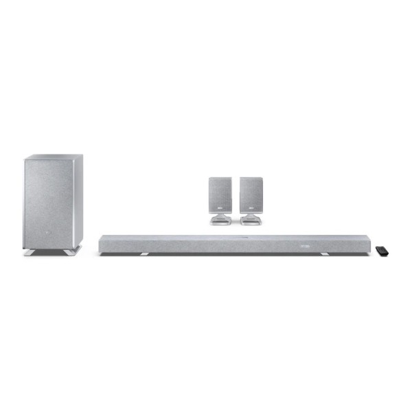 SHARP Q Range 5.1.2 Channel Soundbar with Wireless Subwoofer and HT-SPR52021 Rear Speakers, Silver - main 