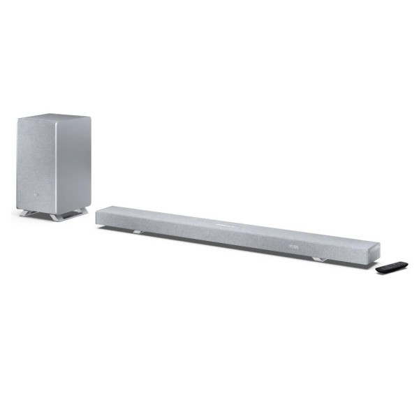 SHARP Q Range 5.1.2 Channel Soundbar with Wireless Subwoofer, Silver angle 