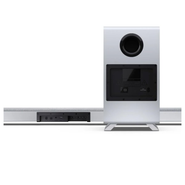 SHARP Q Range 5.1.2 Channel Soundbar with Wireless Subwoofer and HT-SPR52021 Rear Speakers, Silver - rear 
