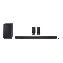 SHARP Q Range 5.1.2 Channel Soundbar with Wireless Subwoofer and HT-SPR52021 Rear Speakers, Black