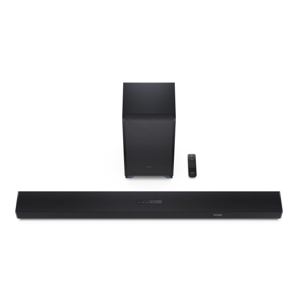 SHARP Q Range 5.1.2 Channel Soundbar with Wireless Subwoofer, Black - front 