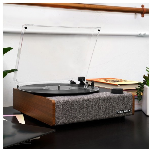 Victrola Eastwood II Bluetooth Turntable, Walnut - Lifestyle