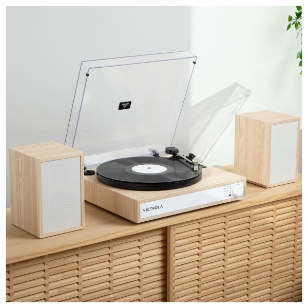 Victrola Harmony Bluetooth Record Player with Speakers, Natural - Lifestyle