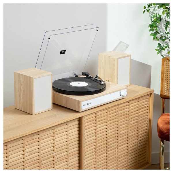 Victrola Harmony Bluetooth Record Player with Speakers, Natural - Lifestyle 3