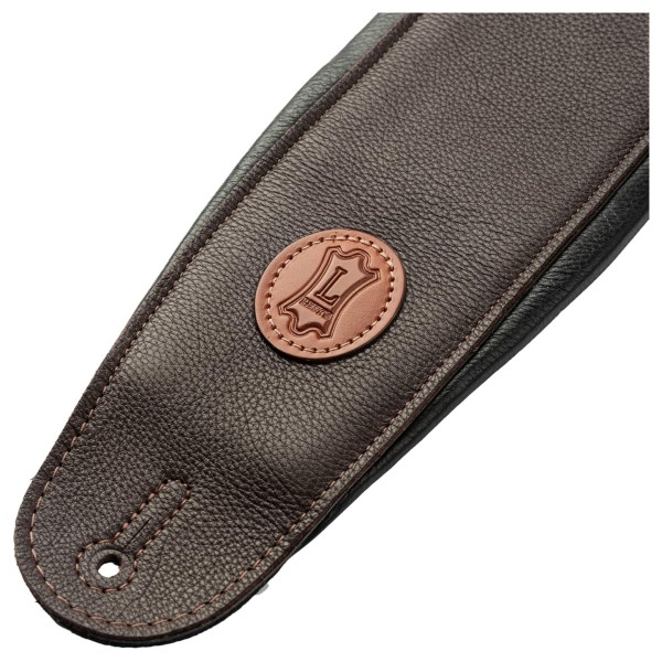 Levy's Signature Legacy 4.5" Leather Guitar Strap, Dark Brown - strap end