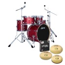Ludwig Evolution 20" 5pc Complete Drum Kit, Crimson Sparkle