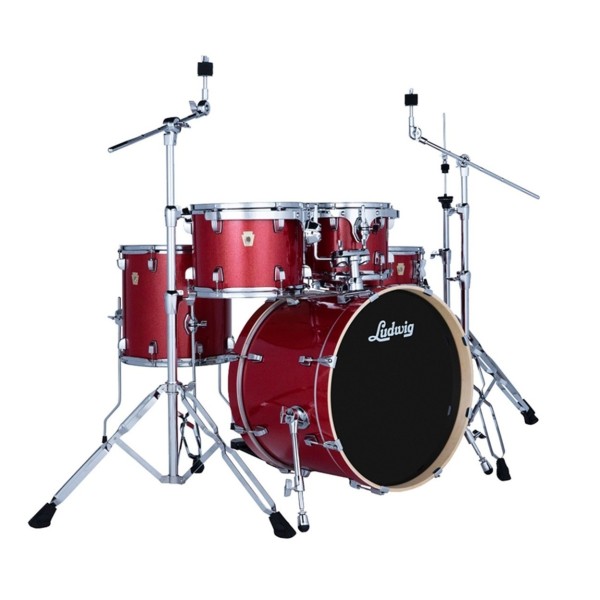 Ludwig Evolution 20" 5pc Complete Drum Kit, Crimson Sparkle