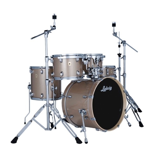 Ludwig Evolution 20" 5pc Complete Drum Kit, Prosecco Sparkle