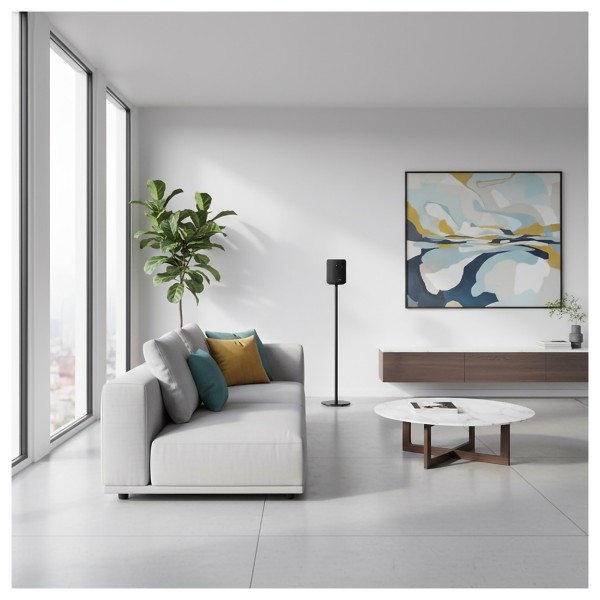 Norstone Floor Stand for Wiim Sound Speakers, Black lifestyle 2 