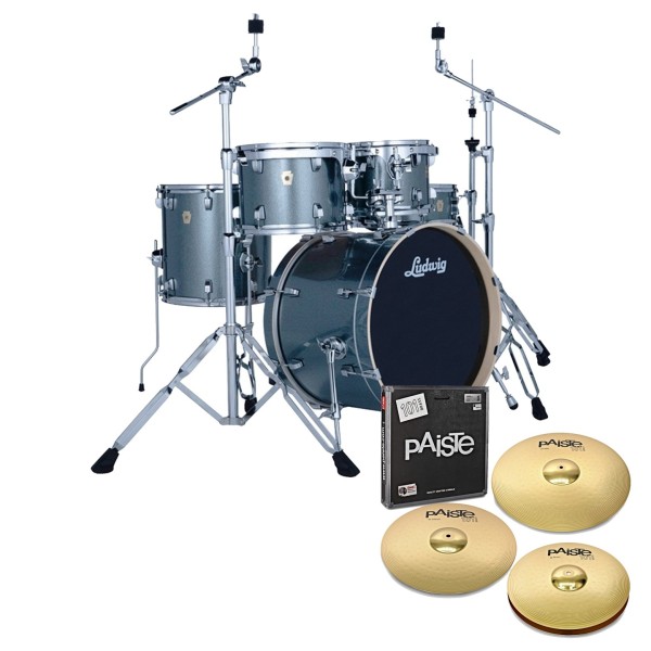 Ludwig Evolution 20" 5pc Complete Drum Kit, Atlantic Sparkle