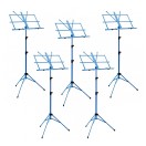 Music Stand with Carry Bag by Gear4music, Blue, 5 Pack