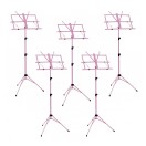 Music Stand with Carry Bag by Gear4music, Pink, 5 Pack