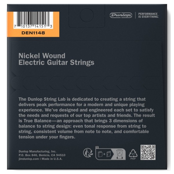 Dunlop Electric Nickel Wound Guitar Strings, Medium Heavy 11–48 - back