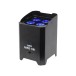 LEDJ Rapid QB1 RGBW Battery-Powered LED Uplighter, Black Housing, Front Angled Lit