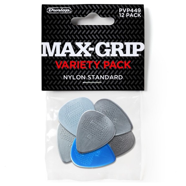 Dunlop Max Grip Nylon Standard Variety Pack, 12 Picks