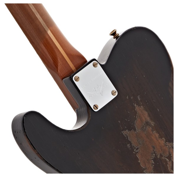 Fender Custom Shop Ltd Ed Roasted Reverse '50s Tele H Relic 1P Quartersawn Neck, Ebony Transparent - neck joint