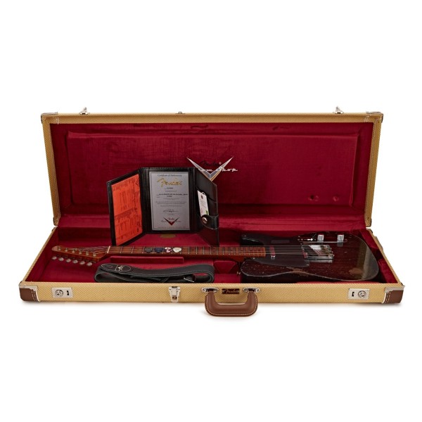Fender Custom Shop Ltd Ed Roasted Reverse '50s Tele H Relic 1P Quartersawn Neck, Ebony Transparent - guitar in case