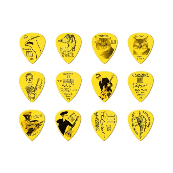 Dunlop Paul Gilbert Custom Tortex Jazz III .73mm Picks, 12 Pack - designs