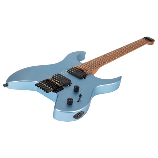 Spira Guitars S-400 Headless MPB, Satin Blue - angled shot