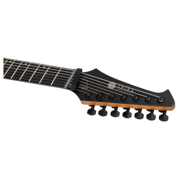 Spira Guitars V-407 MBK, Satin Black - headstock