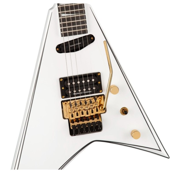 Jackson Concept Series Rhoads RR24 HS, White with Black Pinstripes Closeup