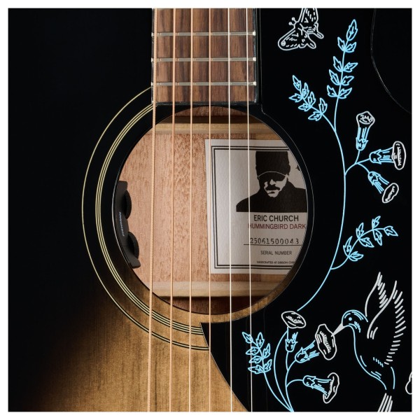 Epiphone Eric Church Hummingbird Dark, Cobra Burst - artist label