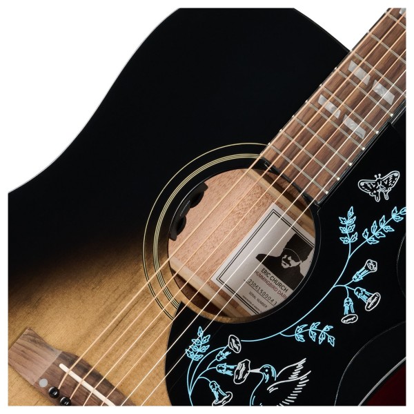 Epiphone Eric Church Hummingbird Dark, Cobra Burst - soundhole