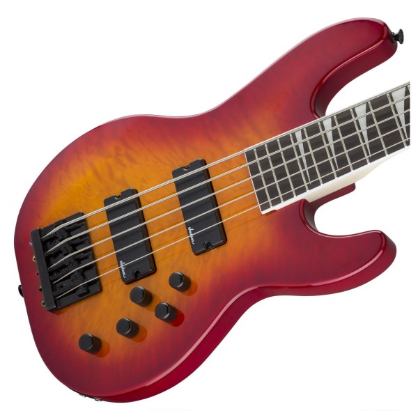 Jackson JS3VQ Concert 5-String Bass, Transparent Cherry Burst - body