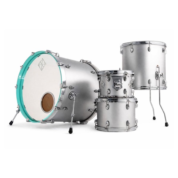 Dixon Cornerstone Hybrid 22'' 4pc Shell Pack, Metallic Silver w/Turquoise Blue Hoop