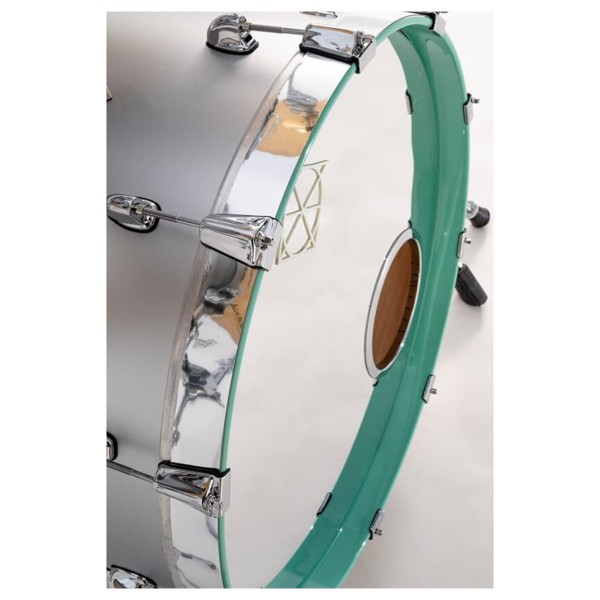 Dixon Cornerstone Hybrid 22'' 4pc Shell Pack, Metallic Silver w/Turquoise Blue Hoop