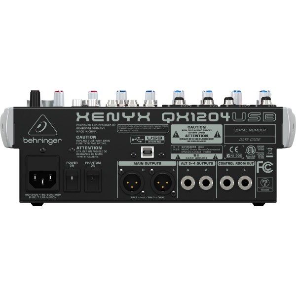 Behringer XENYX QX1204USB USB Mixer - Rear View