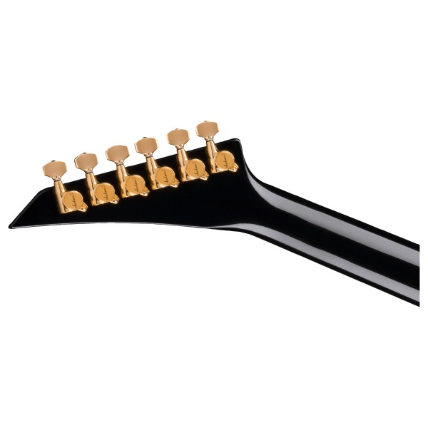 Jackson MJ Series Rhoads RR24MG, Black with Yellow Pinstripes neck