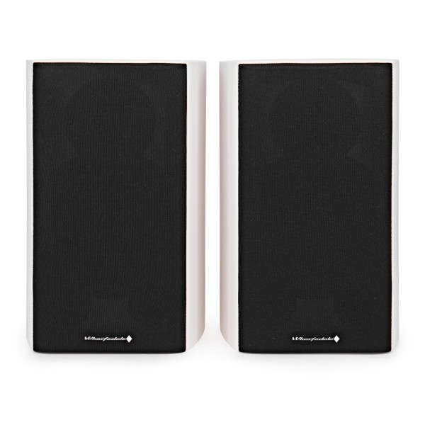Wharfedale Diamond 9.1 Bookshelf Speakers (Pair), White Front View With Grilles