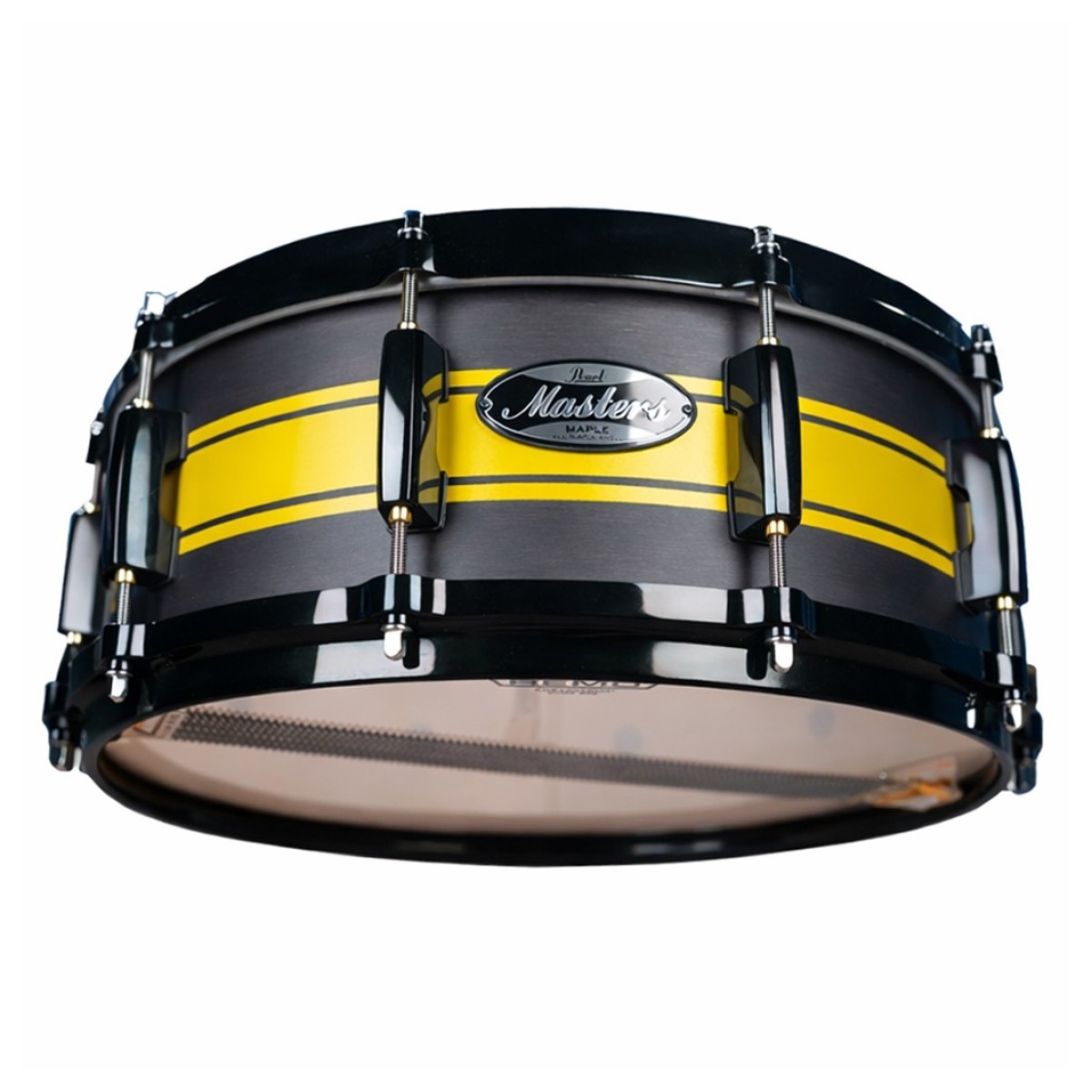 Pearl Masters Maple 14" x 5.5" Limited MM6 Snare Drum Matte Black & Yellow Stripe
