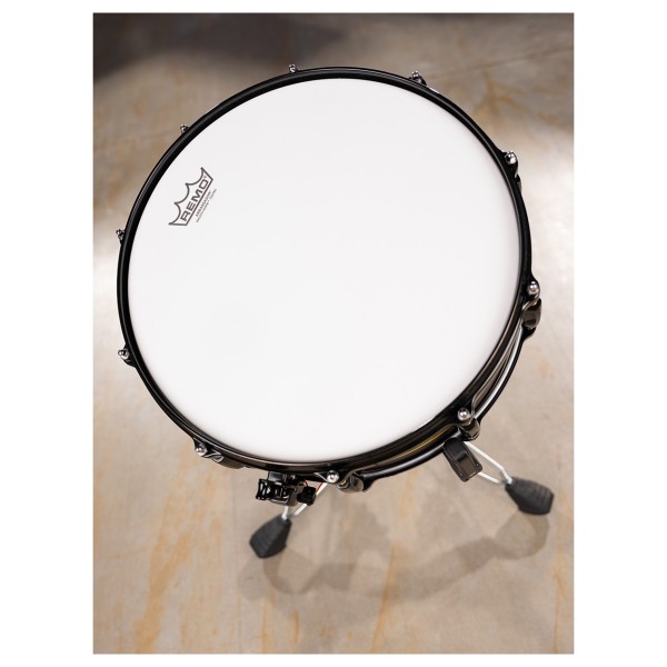Pearl Masters Maple 14" x 5.5" Limited MM6 Snare Drum, Matte Black & Yellow Stripe