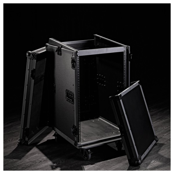 Trojan Pro Stealth 16U Heavy-Duty Wheeled Mixer Rack Flight Case