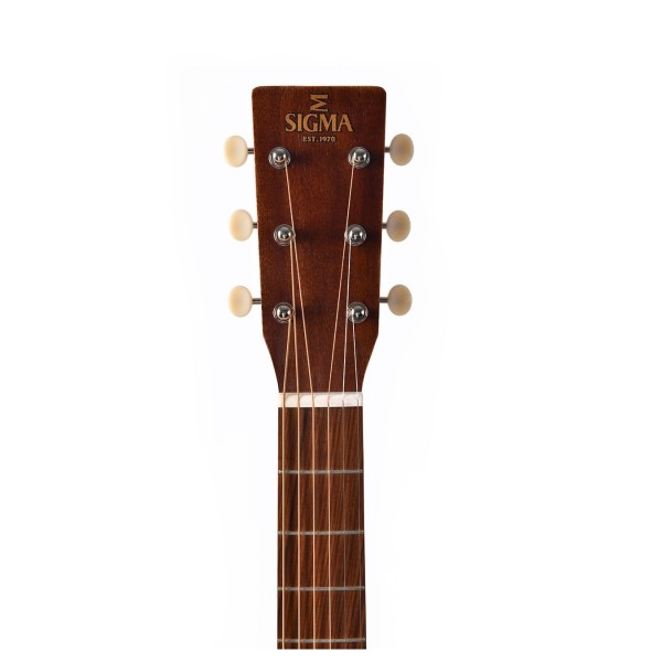 Sigma GMC-15E Grand OM Cutaway Electro Aged, Distressed Satin Natural headstock