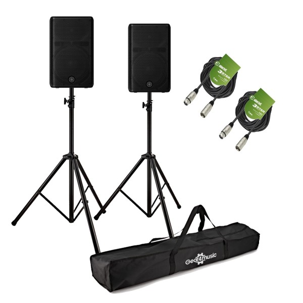 Yamaha DXR10 MK3 10'' Active PA Speaker Bundle with Stands and Cables