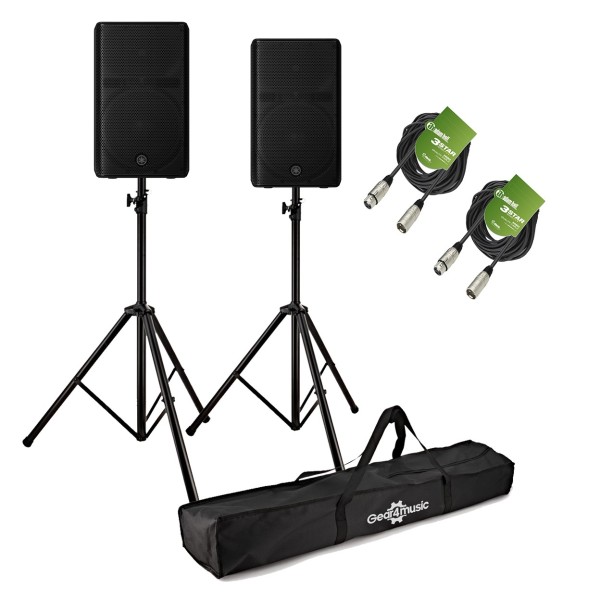 Yamaha DXR12 MK3 12 Inch Active PA Speaker Bundle with Stands and Cables