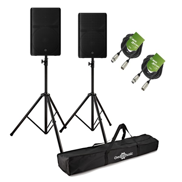 Yamaha DXR15 MK3 15" Active PA Speaker Bundle with Stands and Cables