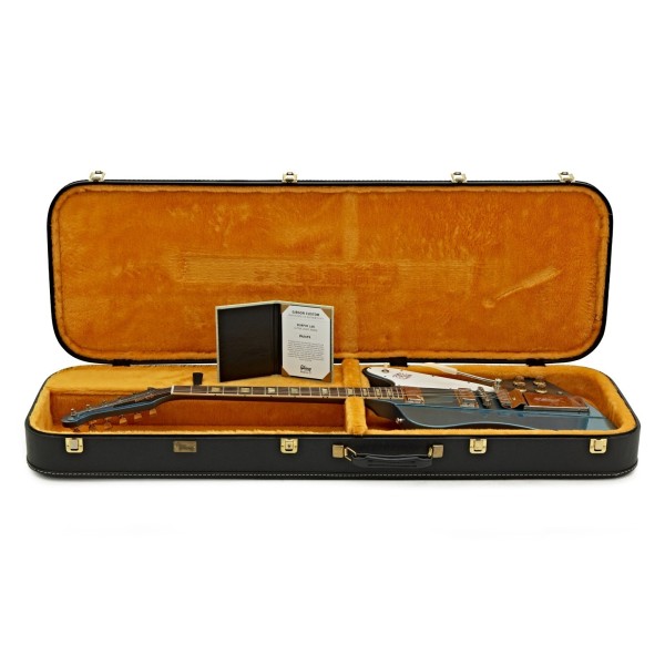 Gibson Custom 1963 Firebird V Maestro Vibrola Ultra Light Aged, Pelham Blue #402583 - guitar in case
