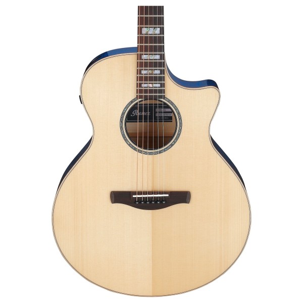 Ibanez AE390-NTA, Natural Top Aqua Blue Back and Sides at Gear4music