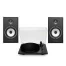 Triangle Borea BR03 Connect Active Speakers with Lunar 1 Manual Turntable, Black