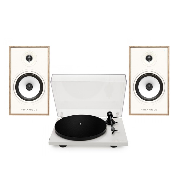 Triangle Borea BR03 Connect Active Speakers with Lunar 1 Manual Turntable, Light Oak - main 