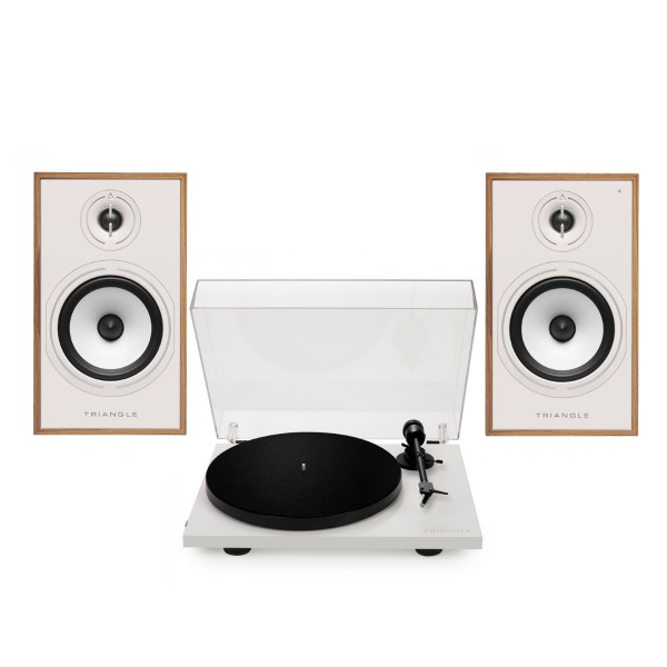 Triangle Borea BR03 Connect Active Speakers with Lunar 1 Manual Turntable, Oak - main 