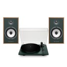 Triangle Borea BR03 Connect Active Speakers with Lunar 1 Manual Turntable, Green