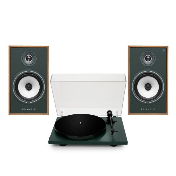 Triangle Borea BR03 Connect Active Speakers with Lunar 1 Manual Turntable, Green - main 