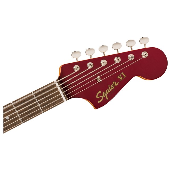 Squier FSR Classic Vibe Bass VI LRL, Matching Headstock, Candy Apple Red - headstock